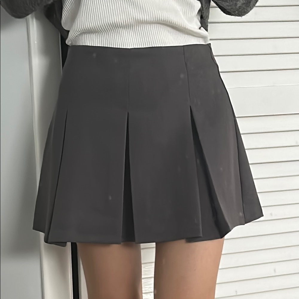 Gray Pleated Mini Skort
